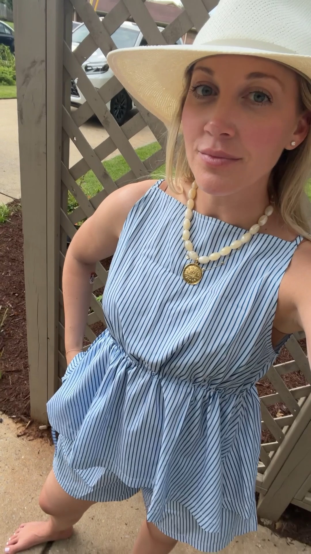 Wearing size M in hat and set! Necklace is local @ Effie’s Boutique