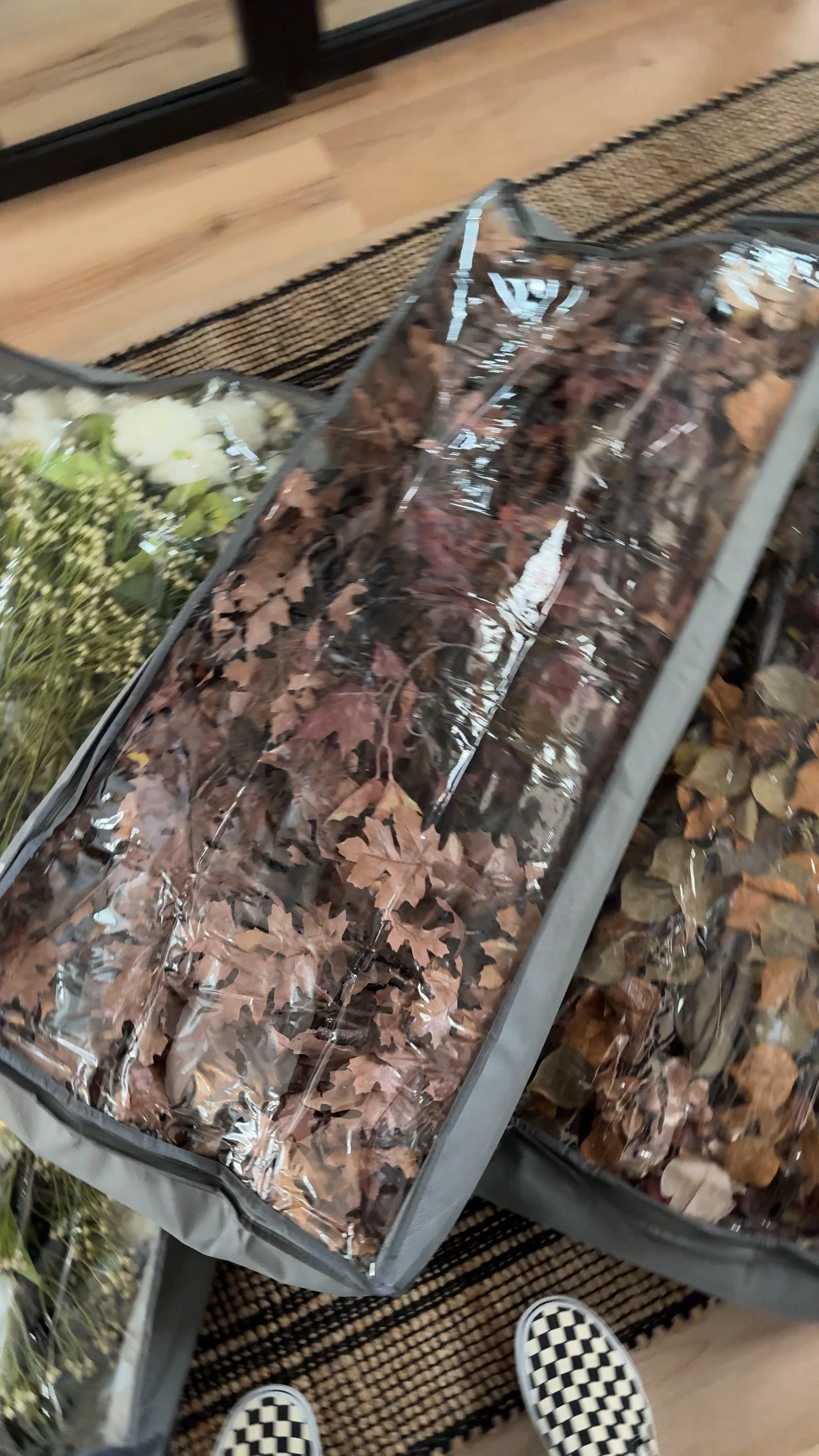 Faux floral storage idea! It holds so much more than the plastic bins and fits longer stems a lot better, plus they are super affordable! 

#LTKSeasonal #LTKHome #LTKVideo