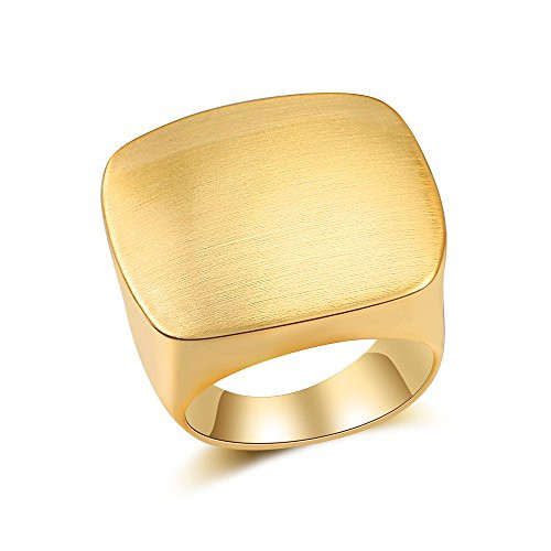 Aprilery Gold and Silver Rings for Women, Chunky Signet Statement Rings Gold Plated Band Ring Wide Metal Square Rings Cocktail Costume Jewelry (A-Square Gold, 6) | Amazon (US)