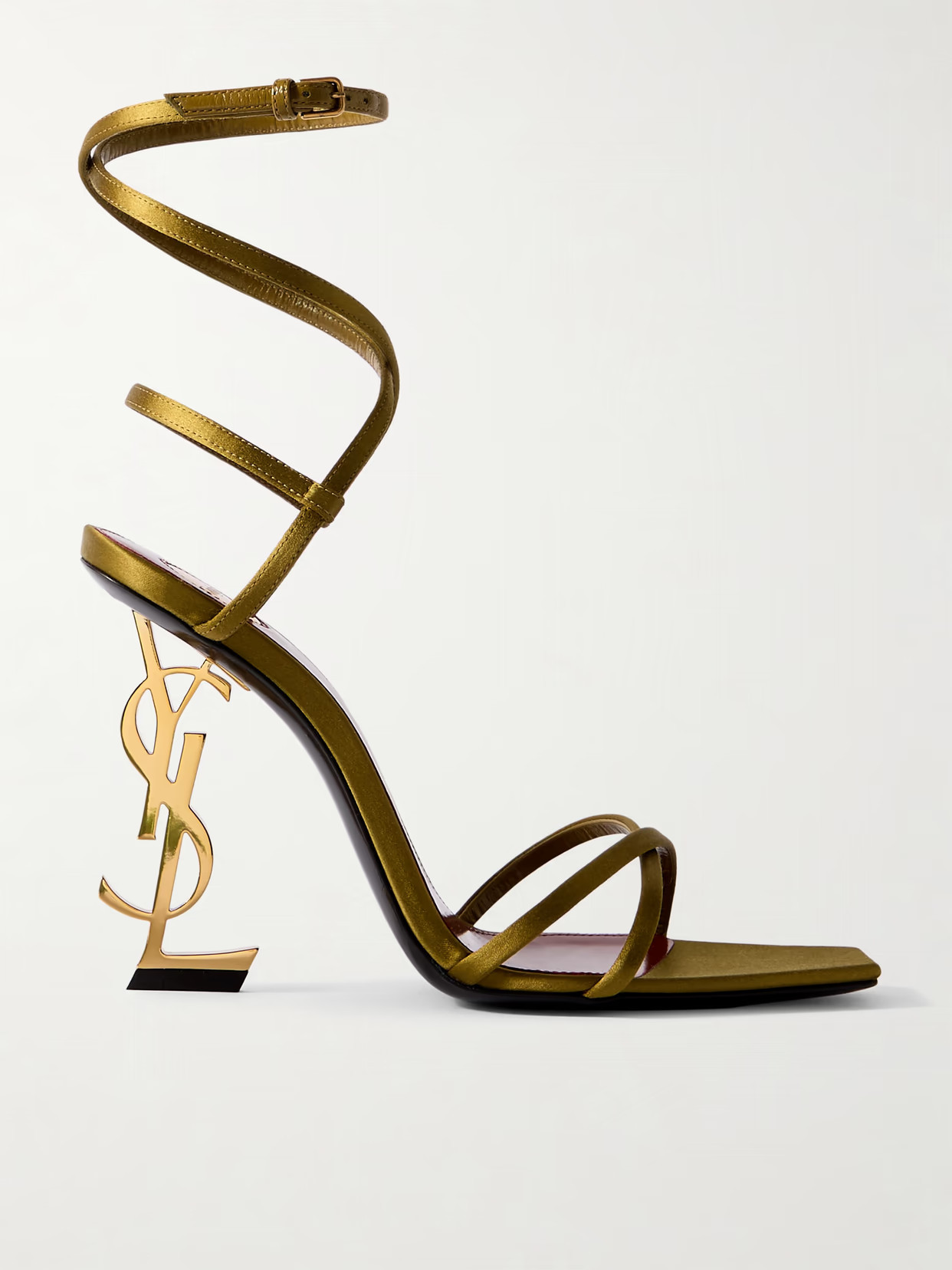 SAINT LAURENT - Opyum Satin Sandals - Gold | NET-A-PORTER (US)