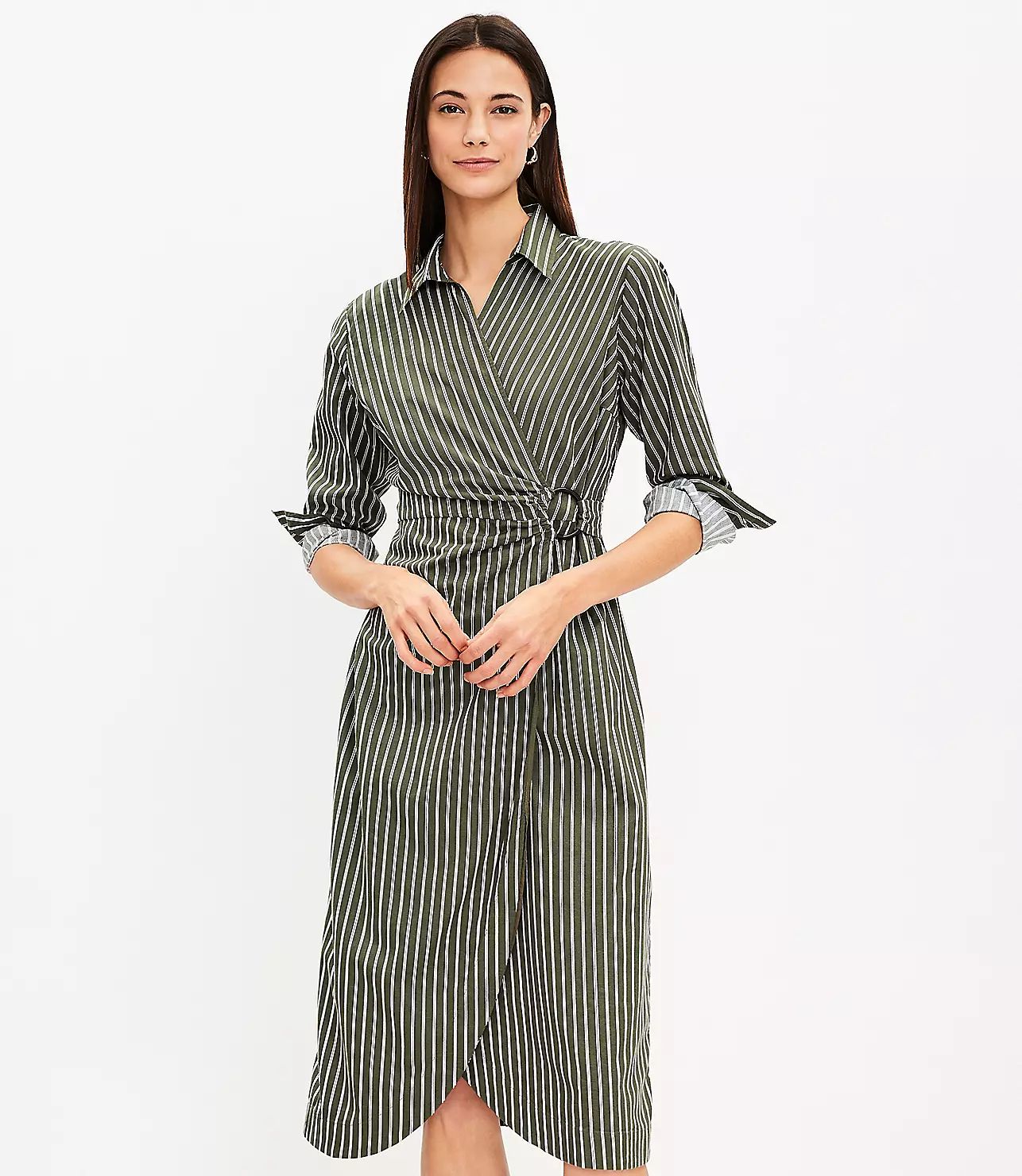 Striped Wrap Shirtdress | LOFT