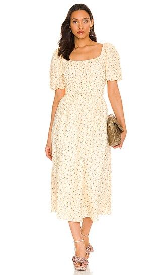 Shay Midi Dress in Rowena Floral Apricot | Revolve Clothing (Global)