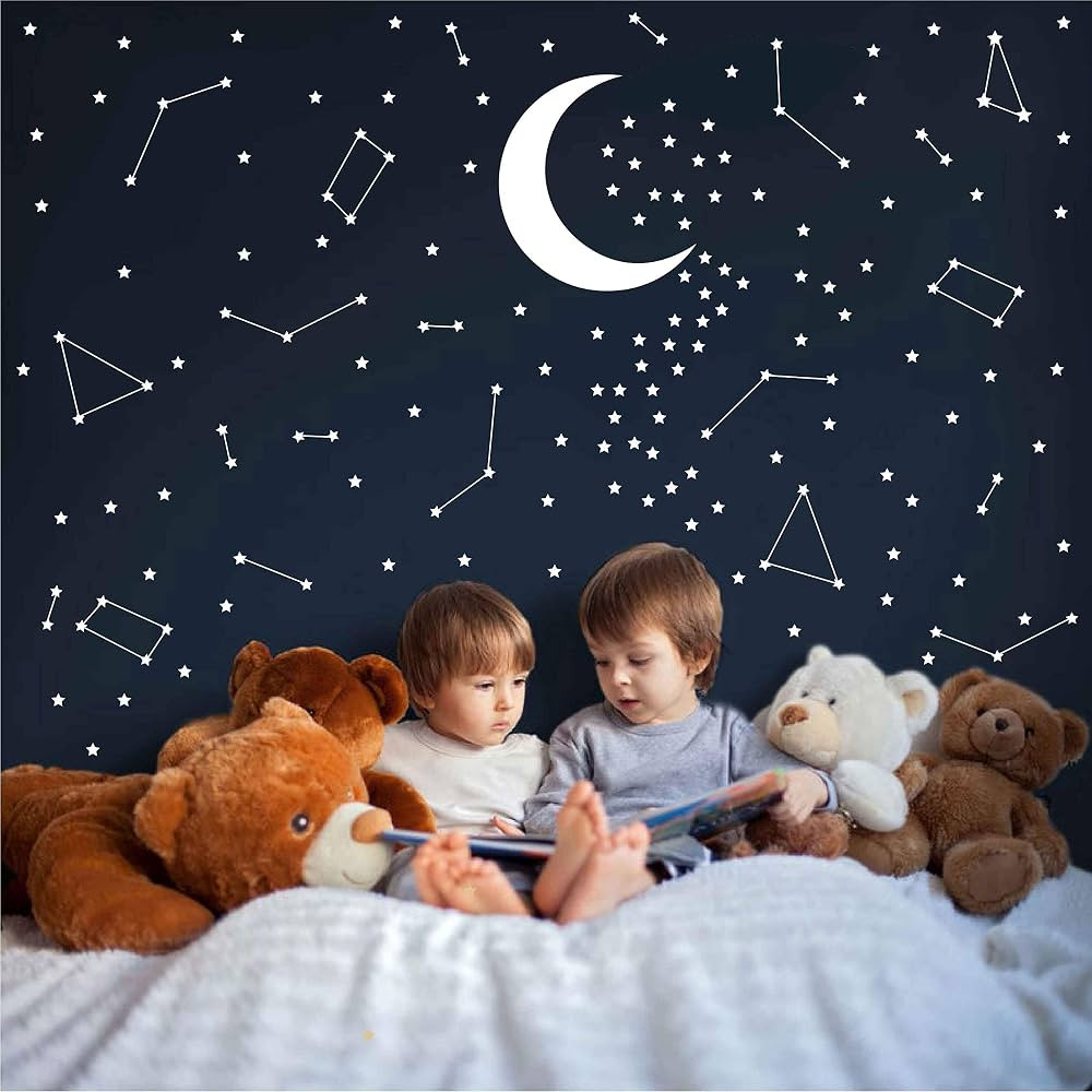 DXLING 190 Gold Star Constellation Wall Decal Kids Bedroom Removable Decoration Outer Space Nurse... | Amazon (US)