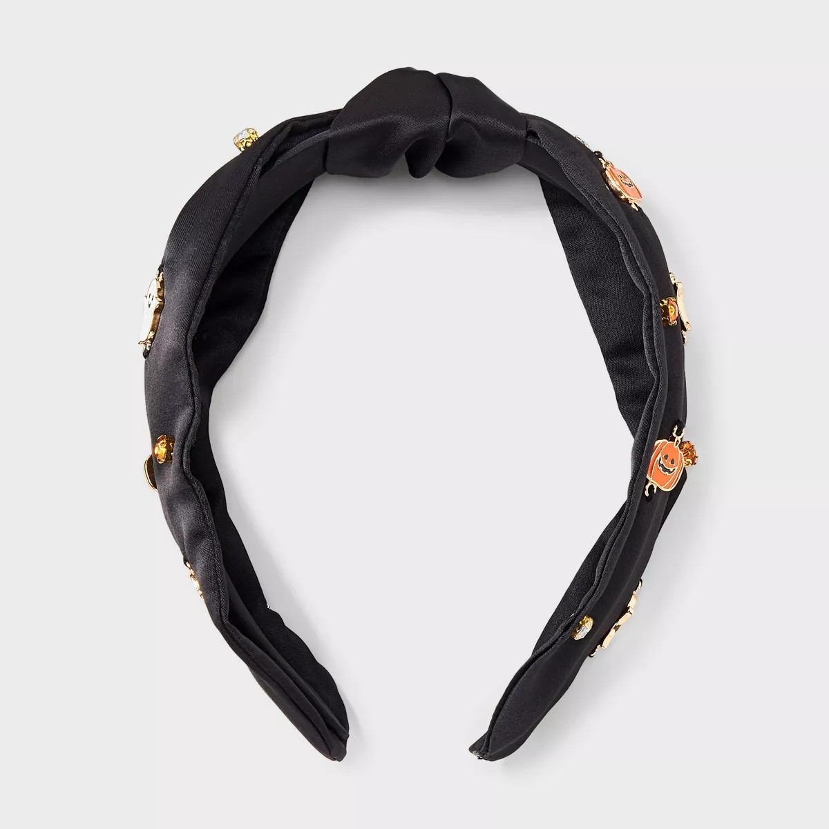 Halloween Ghost and Pumpkin Charm Top Knot Headband - Black | Target