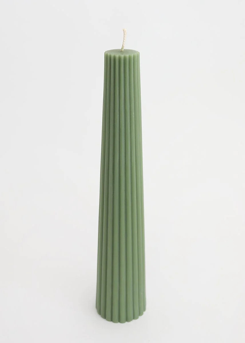 Beeswax Fluted Pillar Candle in Sage | Shop Candles at Afloral.com | Afloral