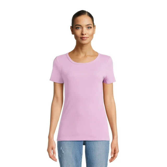Time and Tru Women’s Rib Tee with Short Sleeves, Available in 1-Pack, 3-Pack, Sizes XS-XXXL - W... | Walmart (US)