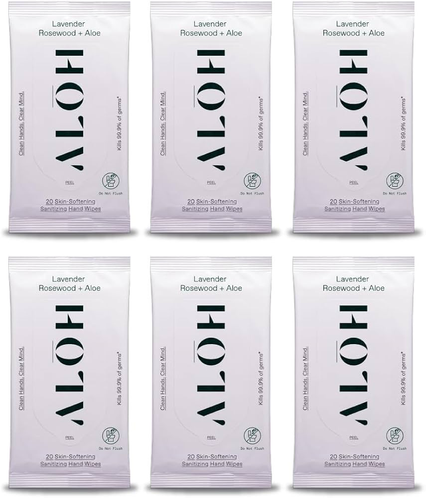 ALŌH Lavender Rosewood + Aloe Sanitizing Hand Wipes - Clean Hands, Clear Mind - On The Go Hand S... | Amazon (US)
