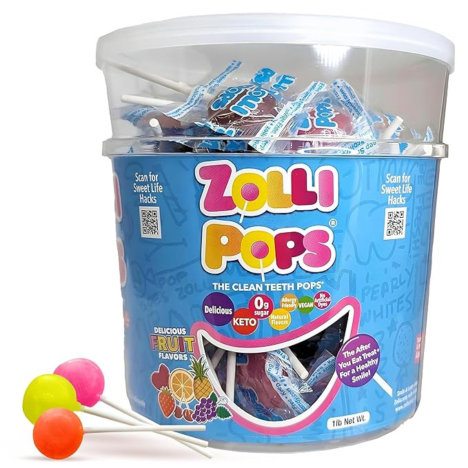 Zollipops Clean Teeth Pops Sugar Free Candy with Xylitol, Dye-Free Lollipops - Keto & Diabetic-Fr... | Amazon (US)