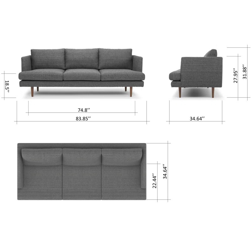 Breanna 84'' Recessed Arm Sofa | Wayfair North America