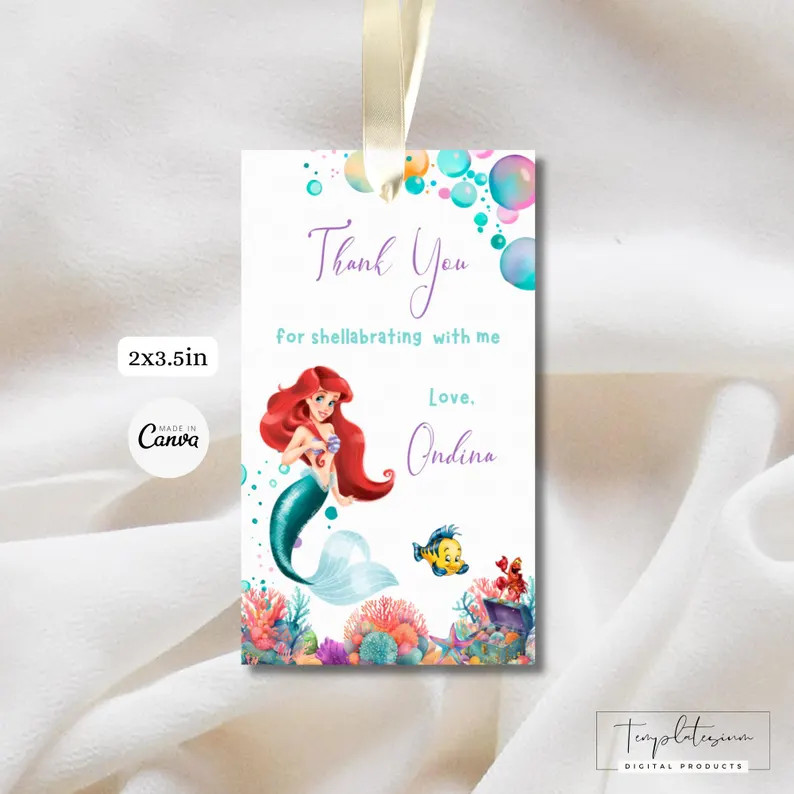 Editable tagtemplate, Mermaid Birthday Gift Tag, Instant Download Printable Favor Tag, Personaliz... | Etsy (US)