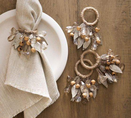Rustic Leaf Napkin Rings - Set of 4 | Pottery Barn (US)