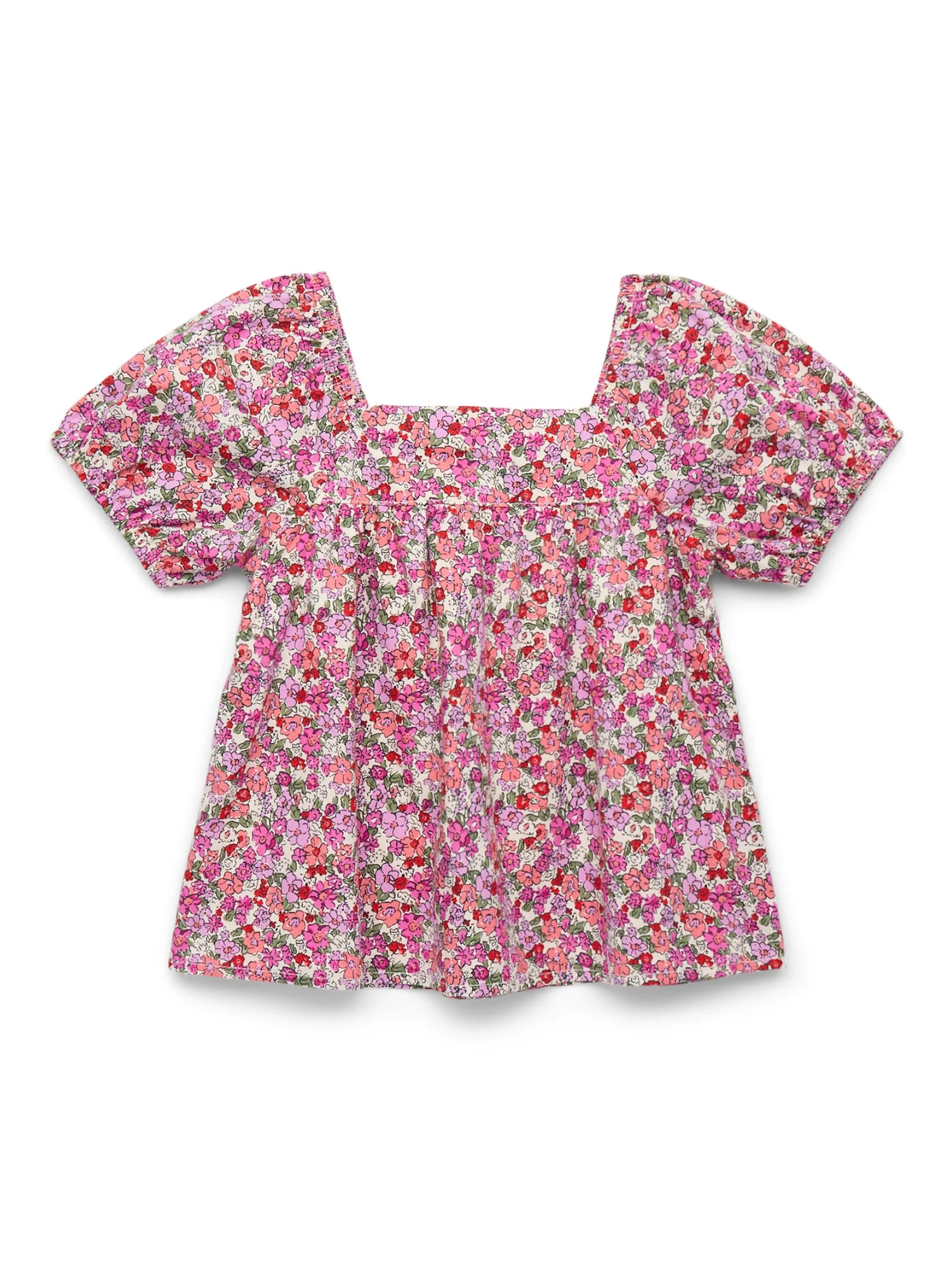 Wonder Nation Toddler Girl Cotton Puff Sleeve Blouse, Sizes 12M-5T | Walmart (US)