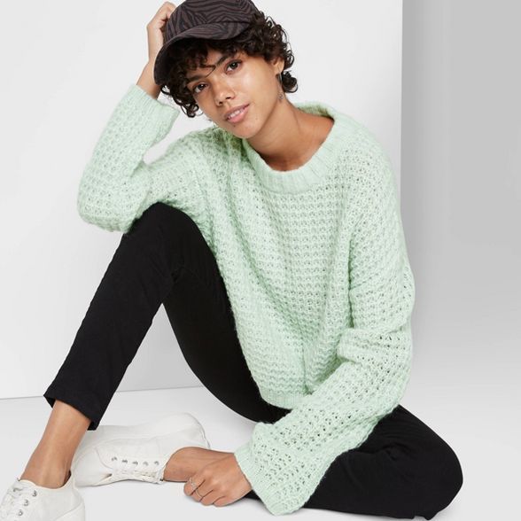 Women's Crewneck Waffle Knit Pullover Sweater - Wild Fable™ | Target