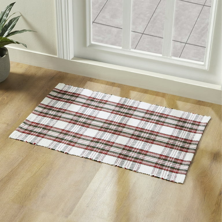 My Texas House Red/White Tartan Plaid Indoor/Outdoor Layering Rug, 24" x 38" | Walmart (US)
