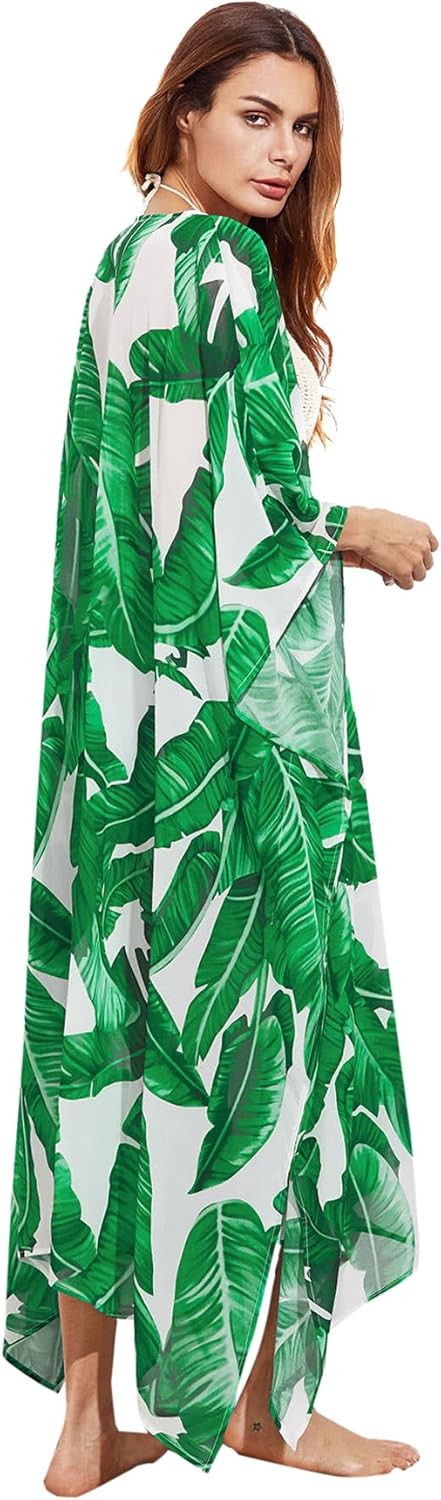 SweatyRocks Women's Flowy Kimono Cardigan Open Front Maxi Dress | Amazon (US)