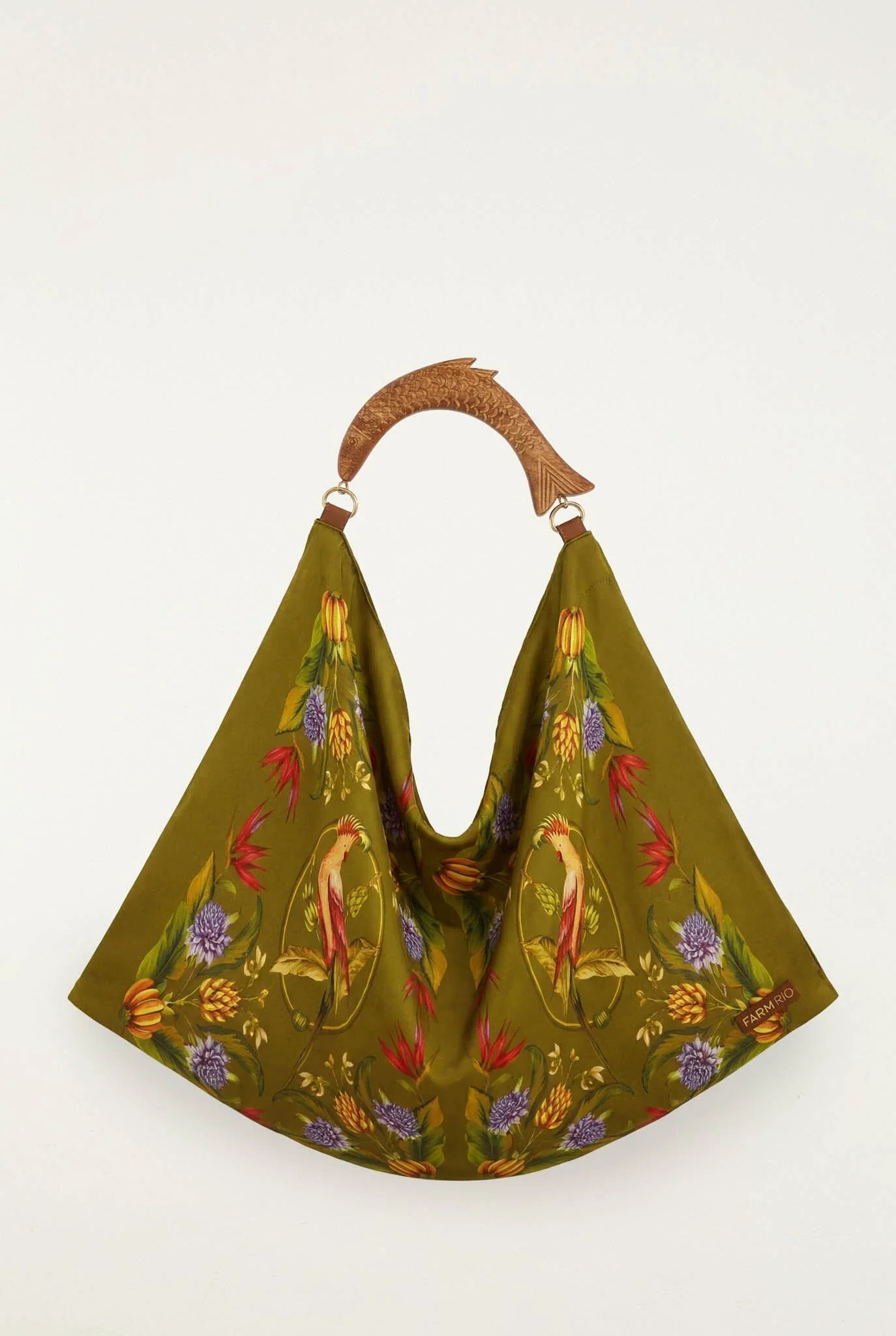 Green Nature Satin Medium Scarf Bag | FARM Rio | Farm Rio UK