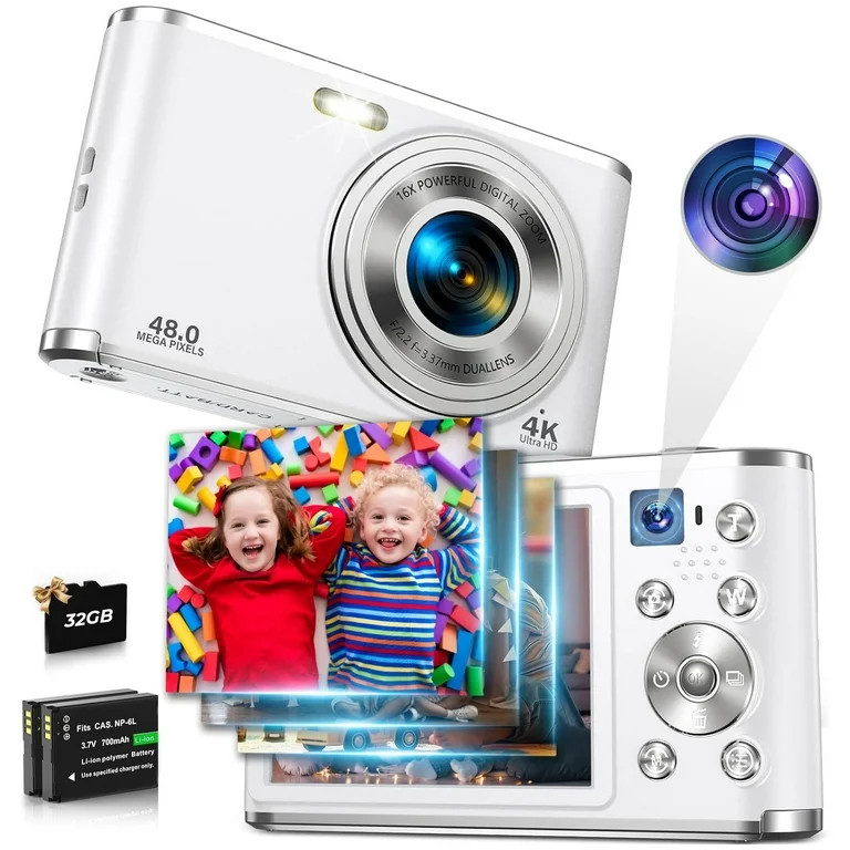 ACTITOP 4K Digital Camera with Autofocus Front and Rear Cameras with 32GB Card 48MP Vlogging Came... | Walmart (US)