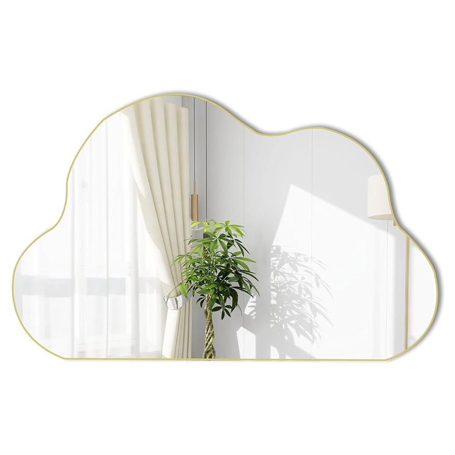 POZINO Gold Irregular Mirror, 33.5"x20.5" Cloud Shaped Mirrors for Nursery, Asymmetrical Wall Mir... | Amazon (US)
