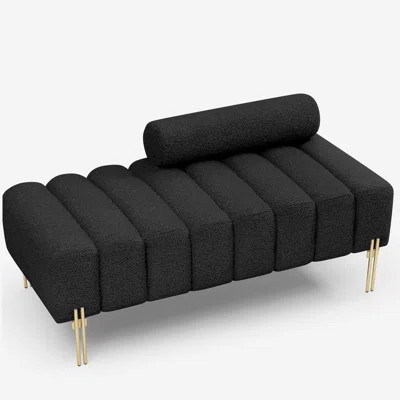 53.2" Width Modern End of Bed Bench Sherpa Fabric Upholstered 2 Seater Sofa Couch Entryway Ottoman Bench Fuzzy Sofa Stool Footrest Window Bench with G | Wayfair North America