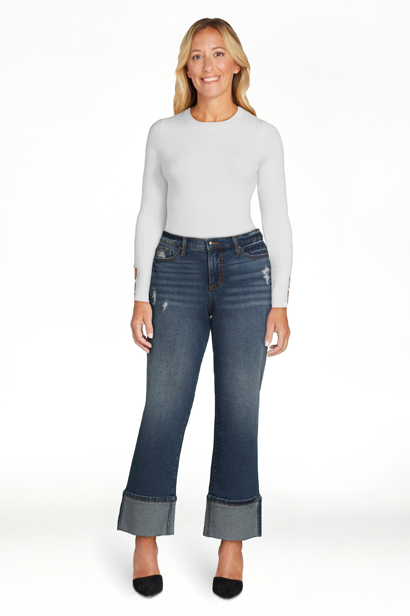 Scoop Women's Benton High Rise Cuffed Ankle Jeans, Sizes 0-18 | Walmart (US)