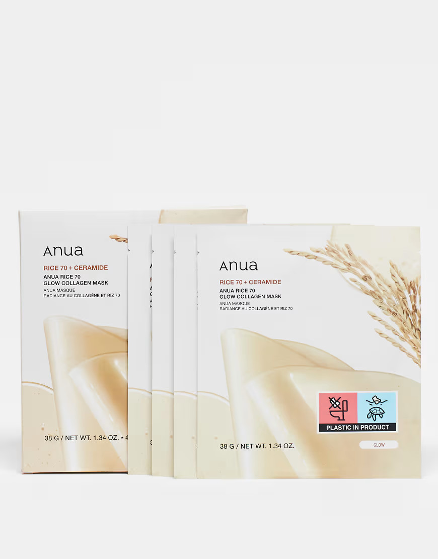 Anua Rice 70 Glow Collagen Mask x4 Sheets-No colour | ASOS (Global)