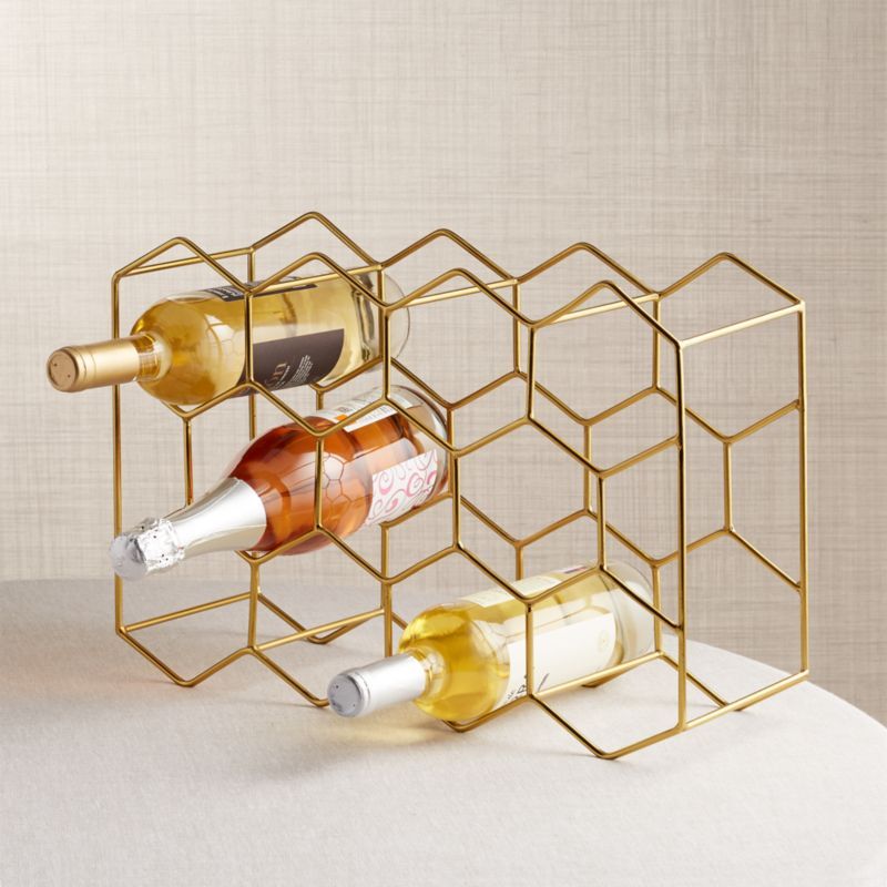 11-Bottle Gold Wine Rack + Reviews | Crate & Barrel | Crate & Barrel