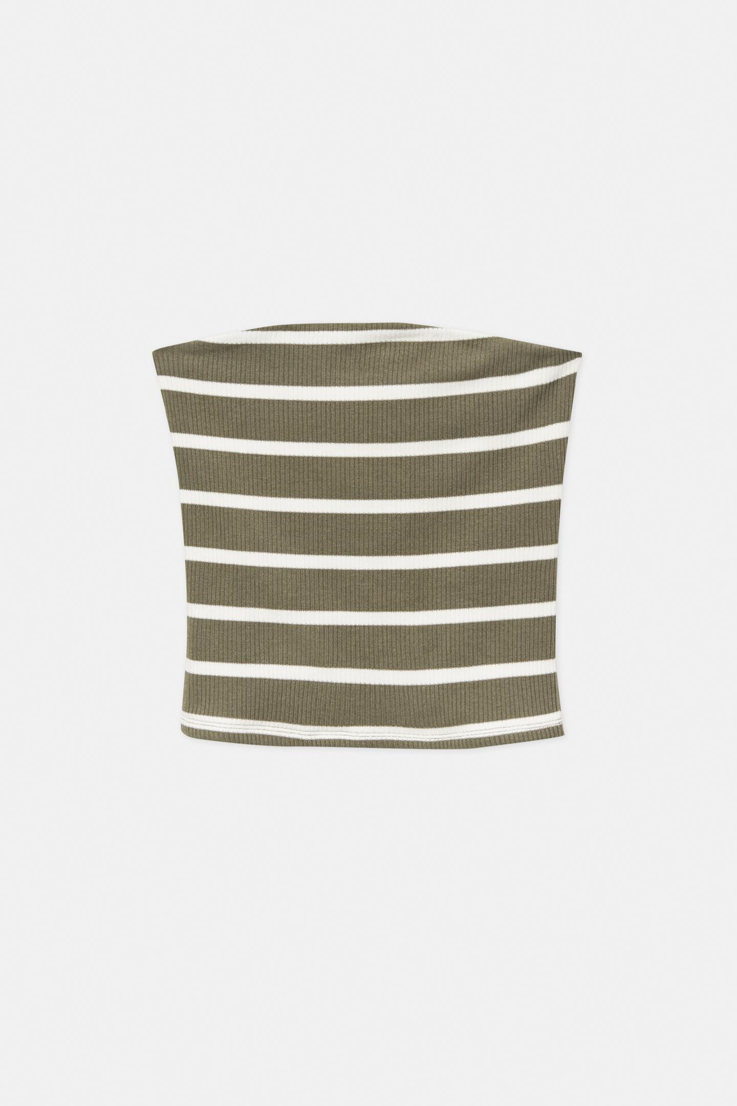 Striped ribbed bandeau top | PULL and BEAR UK