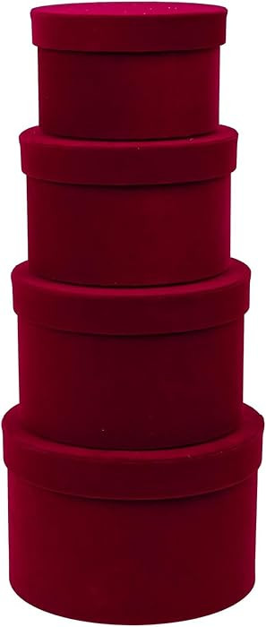 GnFlus Red Wine Gift Boxes for Presents Set of 4 Round Velvet Nesting Gifts Box for Arrangements ... | Amazon (US)