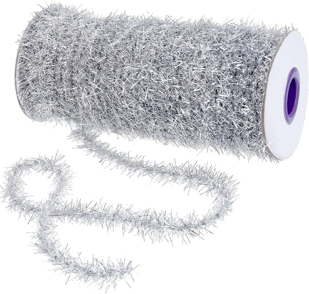 Christmas Tinsel Garland 147.6 ft Thin Glitter Tinsel Metallic Holiday Tinsel Garland Twist Tinse... | Amazon (US)