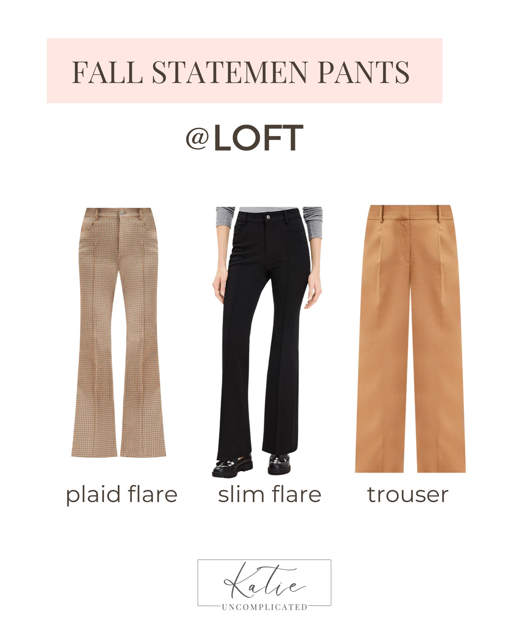 Loft Fall pants in petites. These are 3 of my favorites:
Plaid flare | black/brown flare | trouser pants

I’m 5’2” and the petites hit right above my heel. I can wear flats and mules easily.

#LTKstyletip #LTKSeasonal