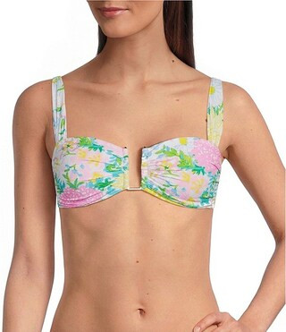 Lilly Pulitzer Inej Lilly Garden Bandeau Swim Top & Lagoon Lilly Garden Twist Front Hipster Swim ... | Dillard's