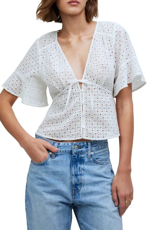 Eyelet Tie Front Top | Nordstrom
