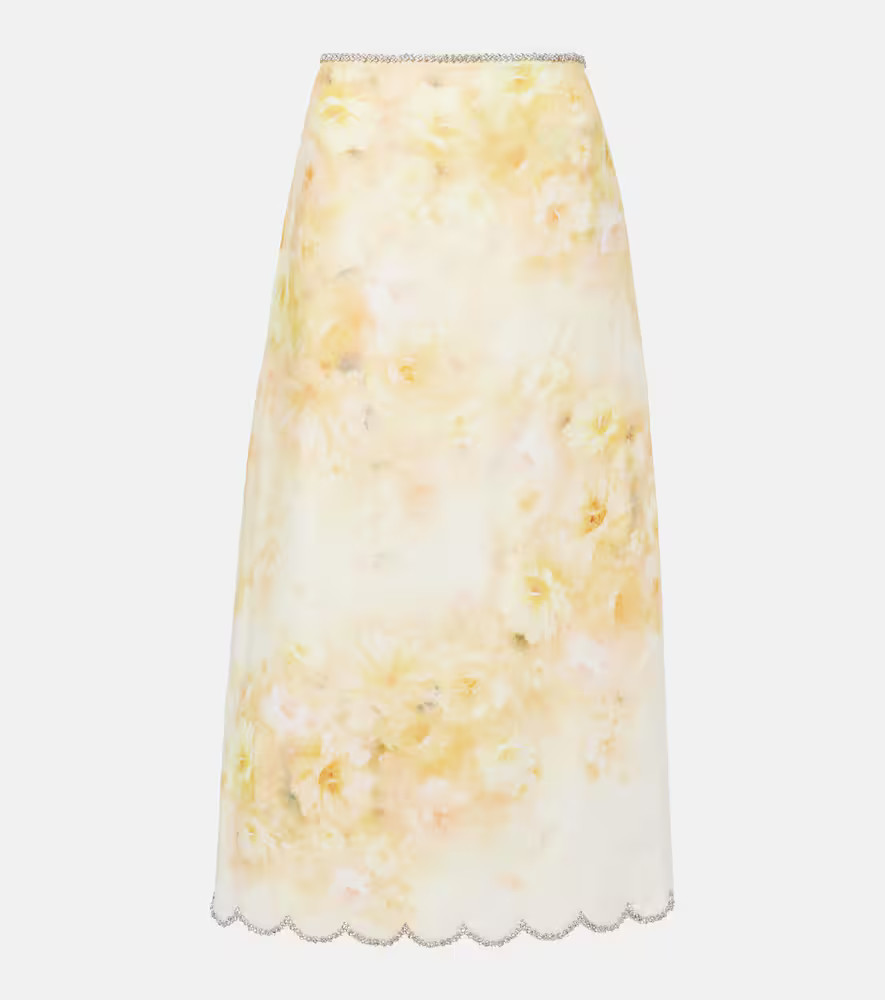Zimmermann Crush scalloped linen midi skirt | Mytheresa (US/CA)