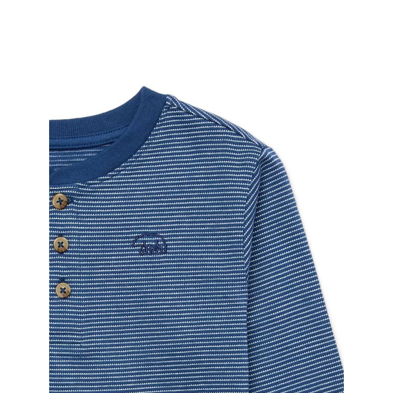 365 Kids by Garanimals Boys Striped Henley Tee with Long Sleeves, Sizes 4-10 | Walmart (US)