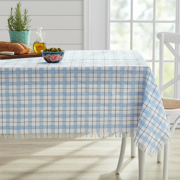 The Pioneer Woman Daisy Woven Fabric Tablecloth, Blue, 60" W x 102" L | Walmart (US)