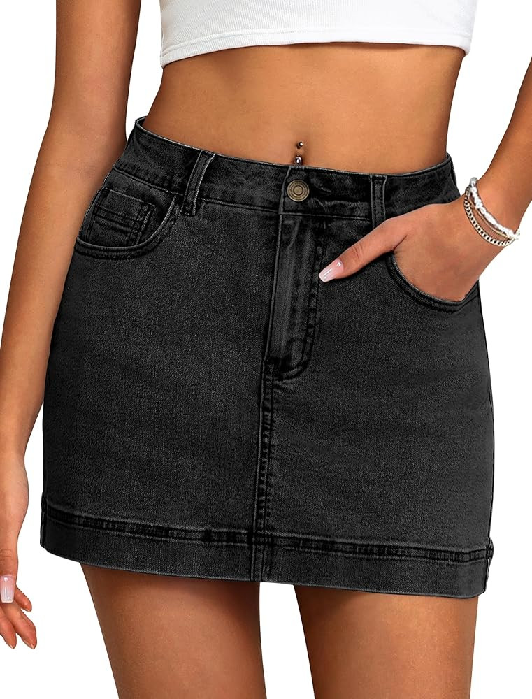 IWD Jean Skorts for Woman 2025 Trendy High Waisted Y2k Mini Skirt Stretchy Denim Shorts Skort Cou... | Amazon (US)