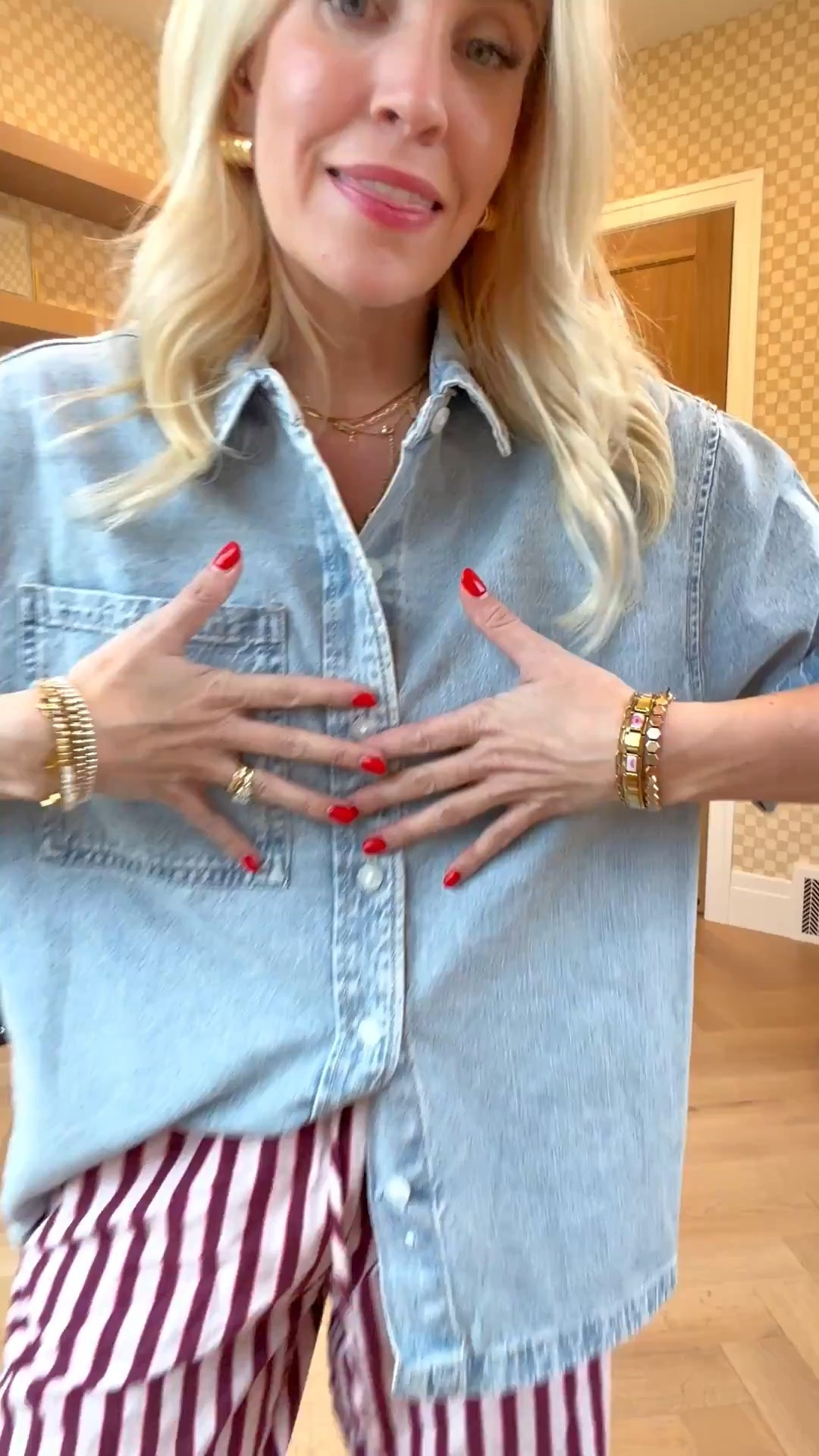 This top from Walmart is actually from the men’s section! I love it! 
These pants are fully stocked!