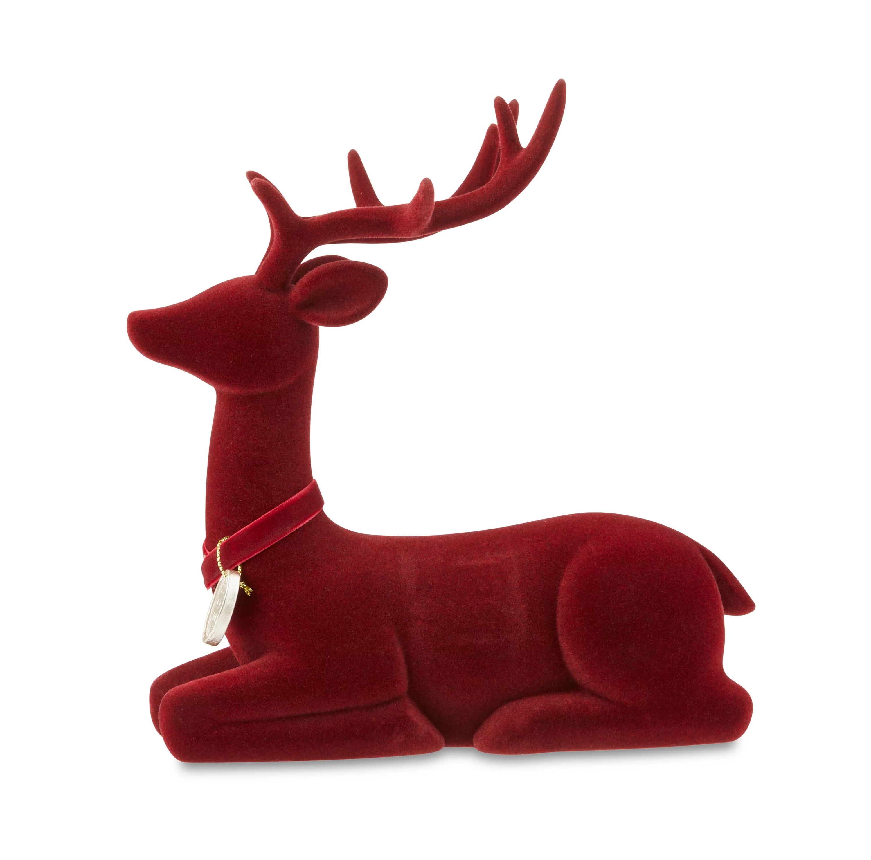 My Texas House Red Laying Deer with Noel Collar Decoration, 9" | Walmart (US)