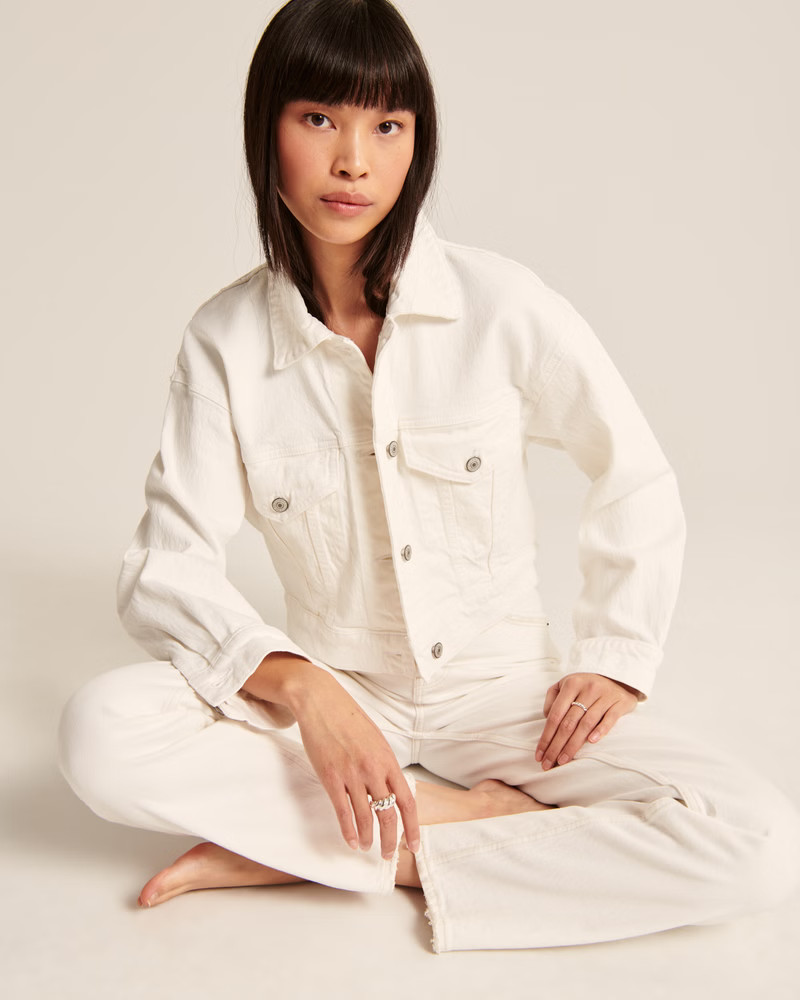 Women's Cropped Denim Jacket | Women's Coats & Jackets | Abercrombie.com | Abercrombie & Fitch (US)