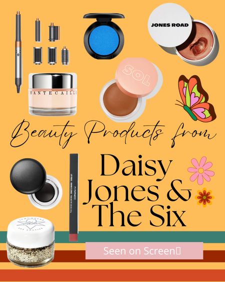 EXACT makeup products used on Daisy Jones & The Six! I am loving this show at the moment and all of the 70s makeup 🌼 

Makeup, Beauty, Mac Cosmetics, Jones Road, Glitter, Dyson Airwrap, Chantecaille, Colourpop, Cosmetics 

#LTKbeauty