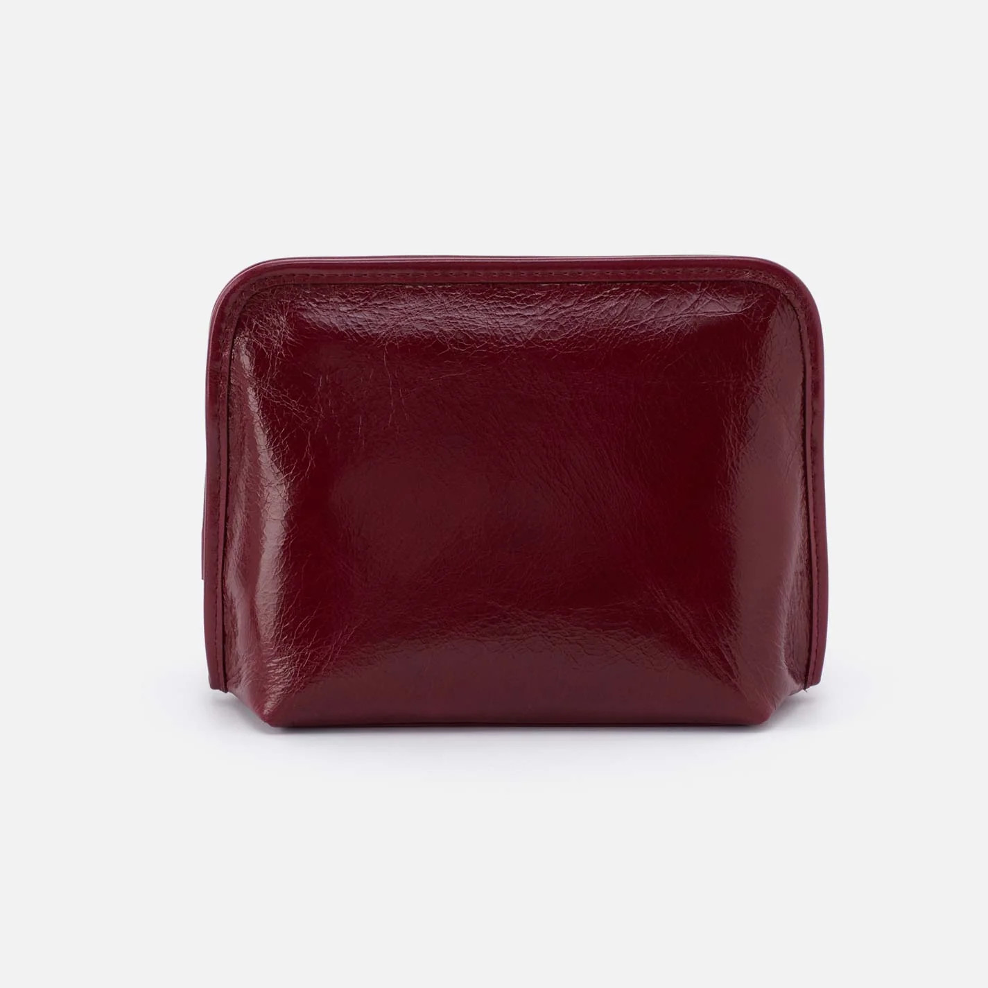 Beauty Cosmetic Pouch in Polished Leather - Saddleberry | HOBO Bags