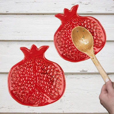 Spoon Rest 2 Pcs Spoon Holder For Stove Top Ceramic Spoon Rest For Kitchen Counter Spoon Rest For Stove Top Coffee Spoon Rest Pomegranate Shaped | Wayfair North America