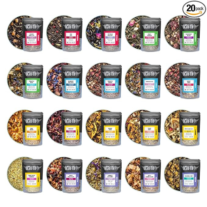 Tiesta Tea - Discovery Sampler Dry Flight Set, Loose Leaf, High to No Caffeine, Hot & Iced Up to ... | Amazon (US)