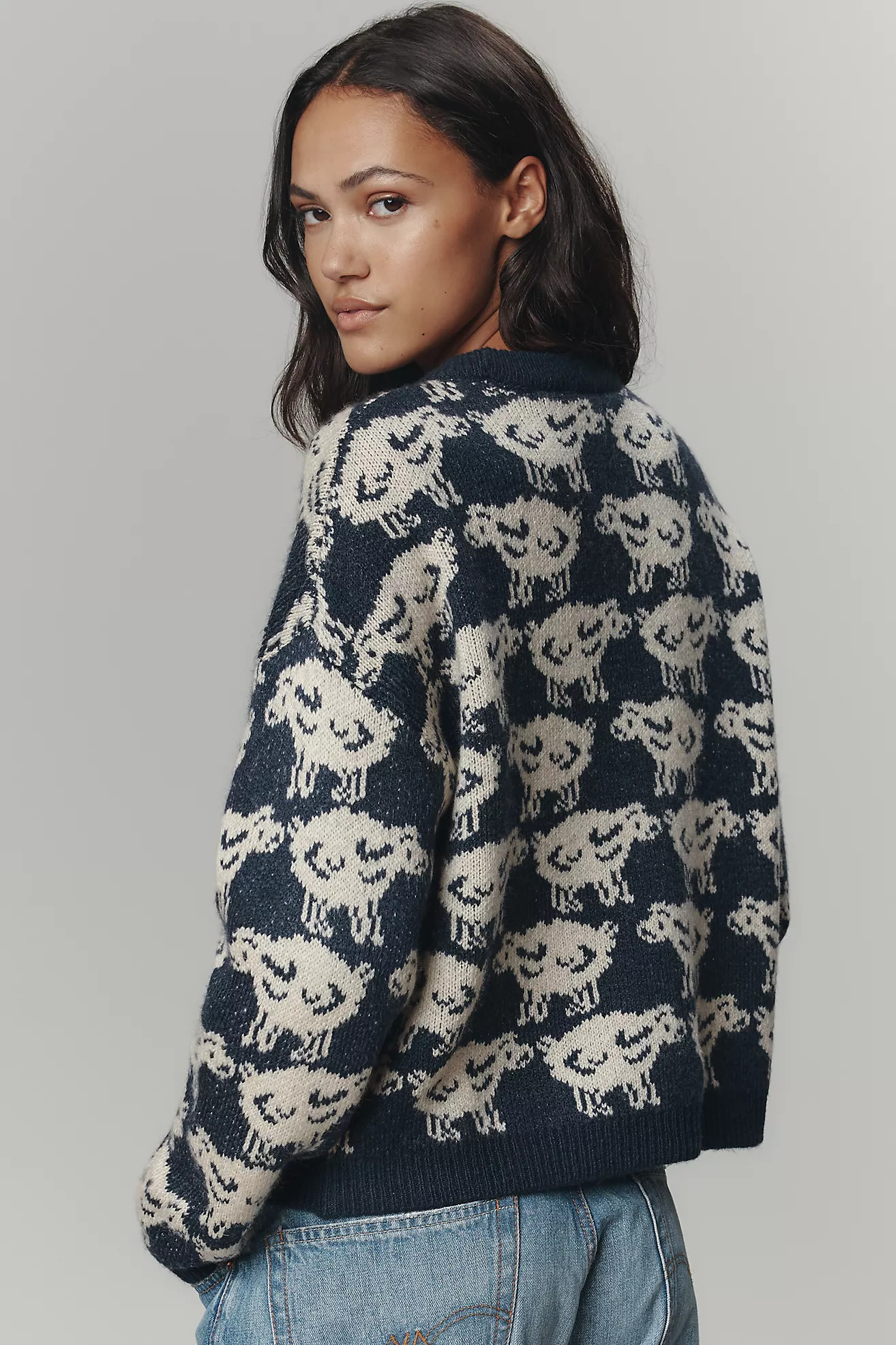 Maeve Crew-Neck Sheep Motif Jumper | Anthropologie (UK)