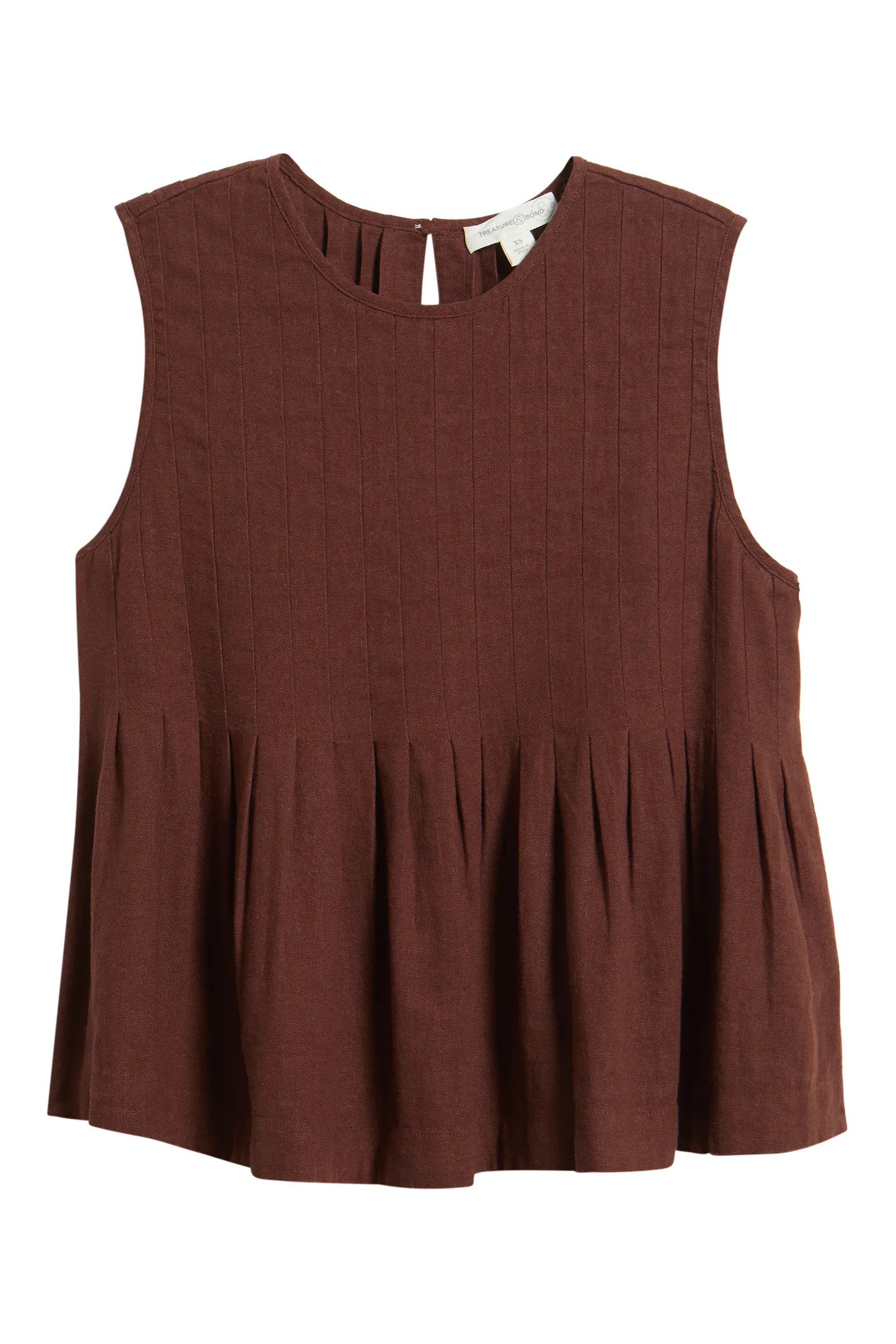Sleeveless Pleated Linen Blend Top (Women) | Nordstrom | Nordstrom