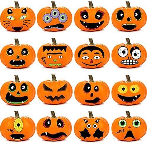 Amazon.com: Halloween Pumpkin Craft Stickers, 32 Pcs Classic Pumpkin Expressions Jack-O-Lantern Stic | Amazon (US)