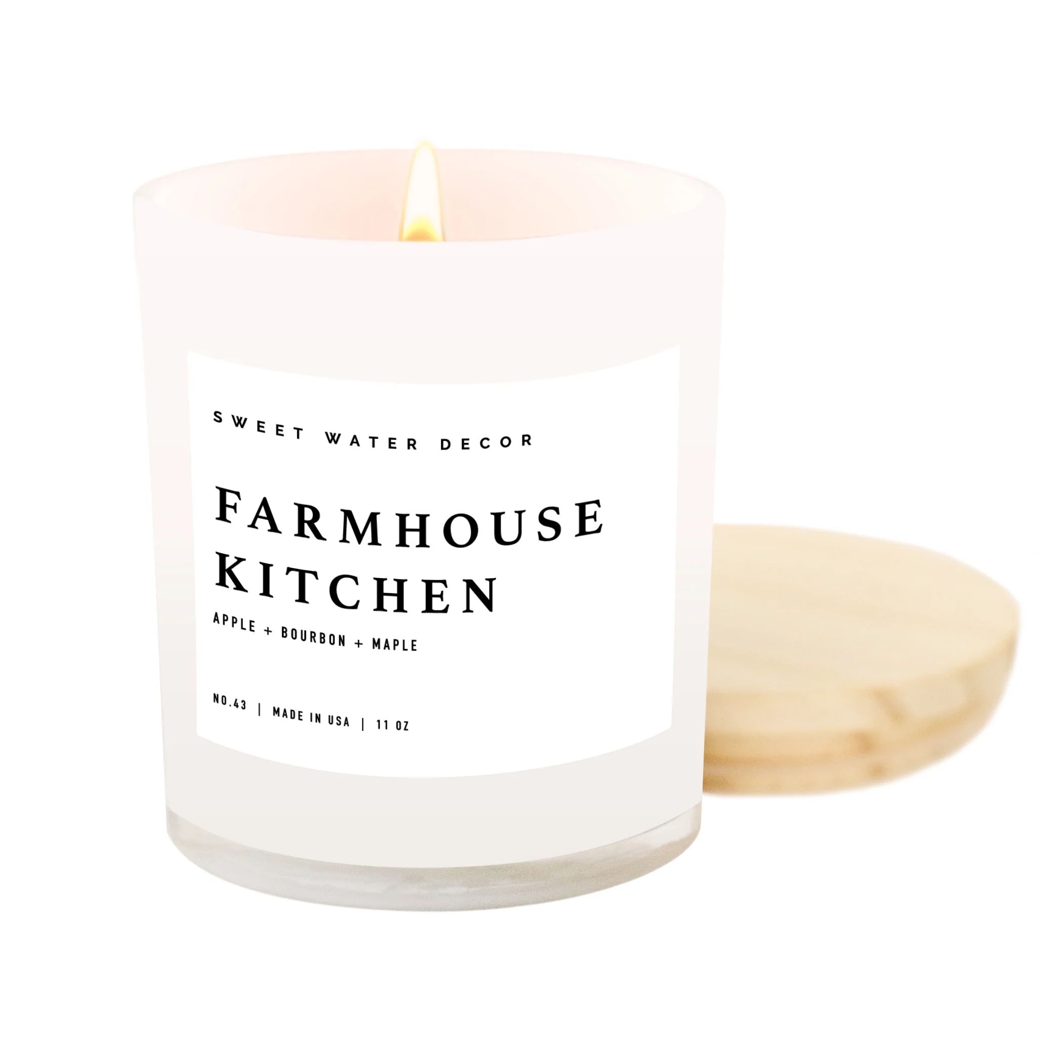 Farmhouse Kitchen Soy Candle | White Jar + Wood Lid | Sweet Water Decor, LLC