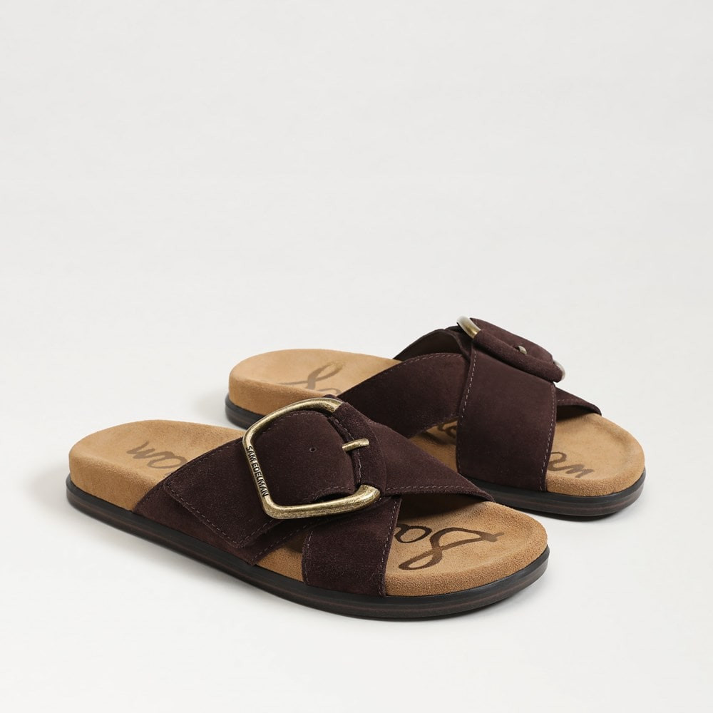 Sam Edelman Darla Buckle Slide Sandal Caf� Noir Suede | Sam Edelman