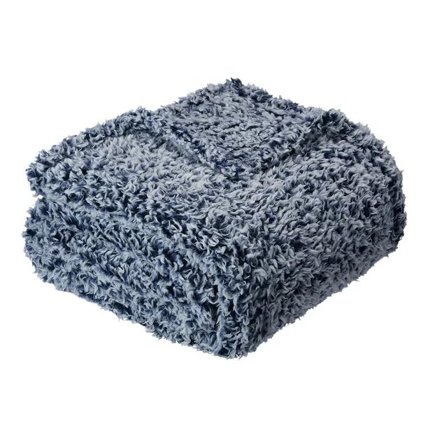 Mainstays Extra Plush Lightweight Sherpa Throw Blanket, 50" X 60", Blue - Walmart.com | Walmart (US)