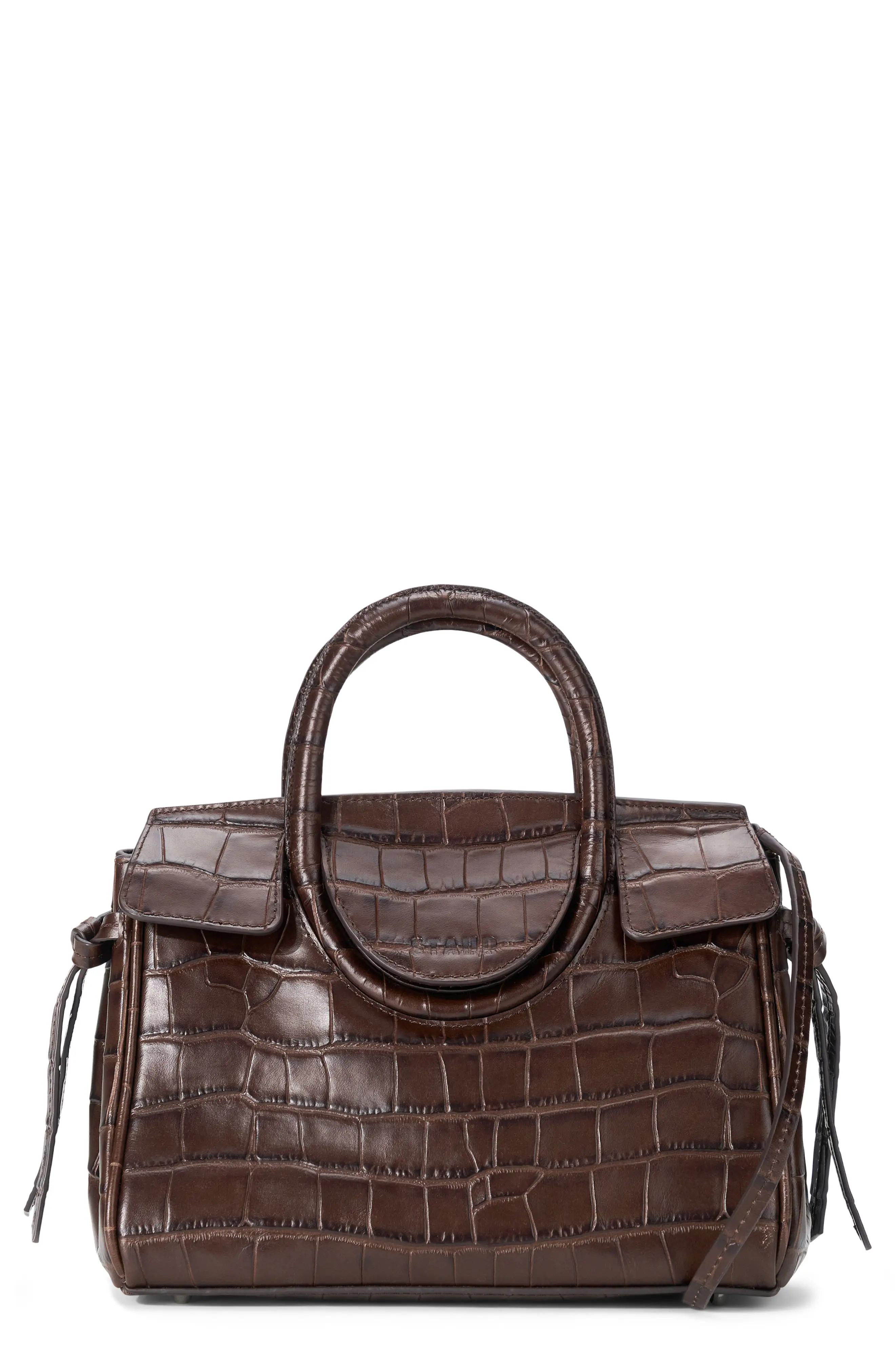 STAUD Mini Maude Croc Embossed Leather Carryall in Espresso Croco at Nordstrom | Nordstrom